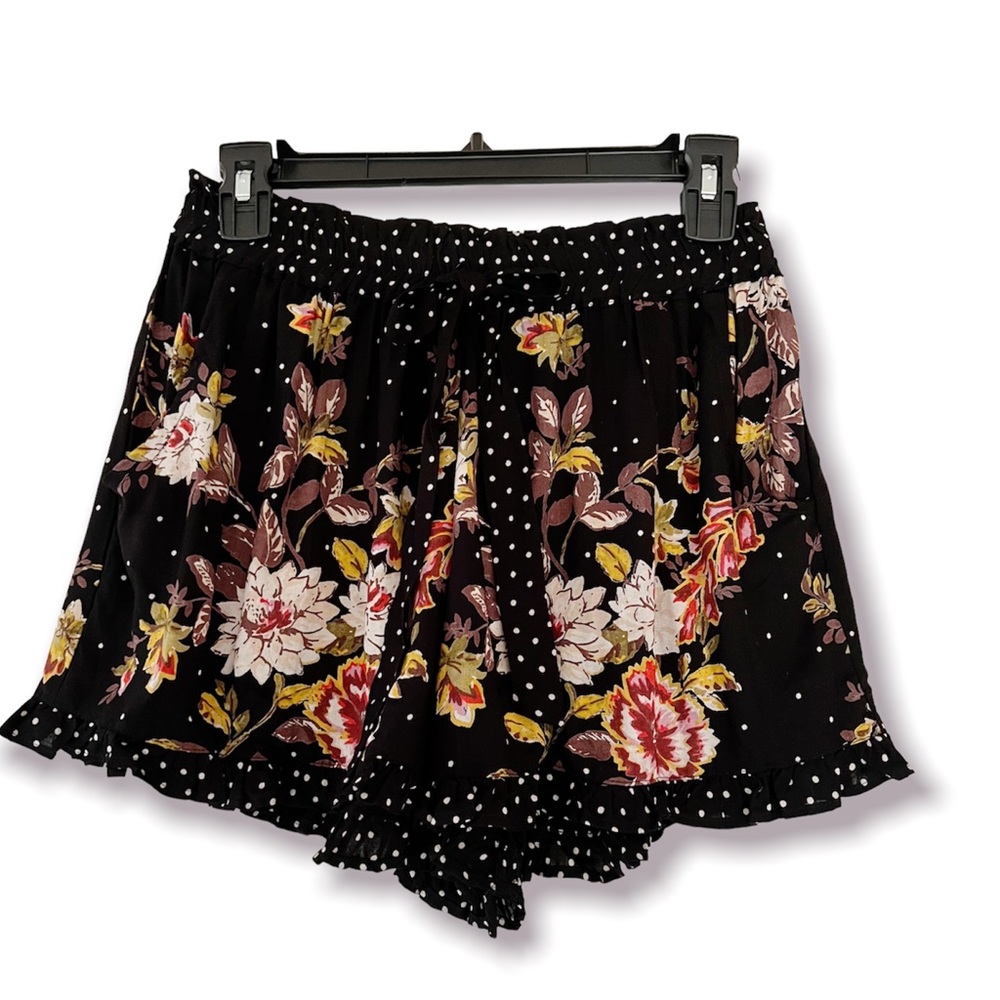 Angie Black Floral Women's Shorts